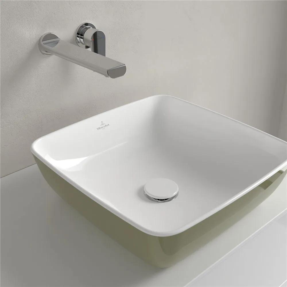 VILLEROY &amp; BOCH Artis štvorcové umývadlo na dosku bez otvoru, bez prepadu, 410 x 410 mm, Sage Green, 417841BCS8