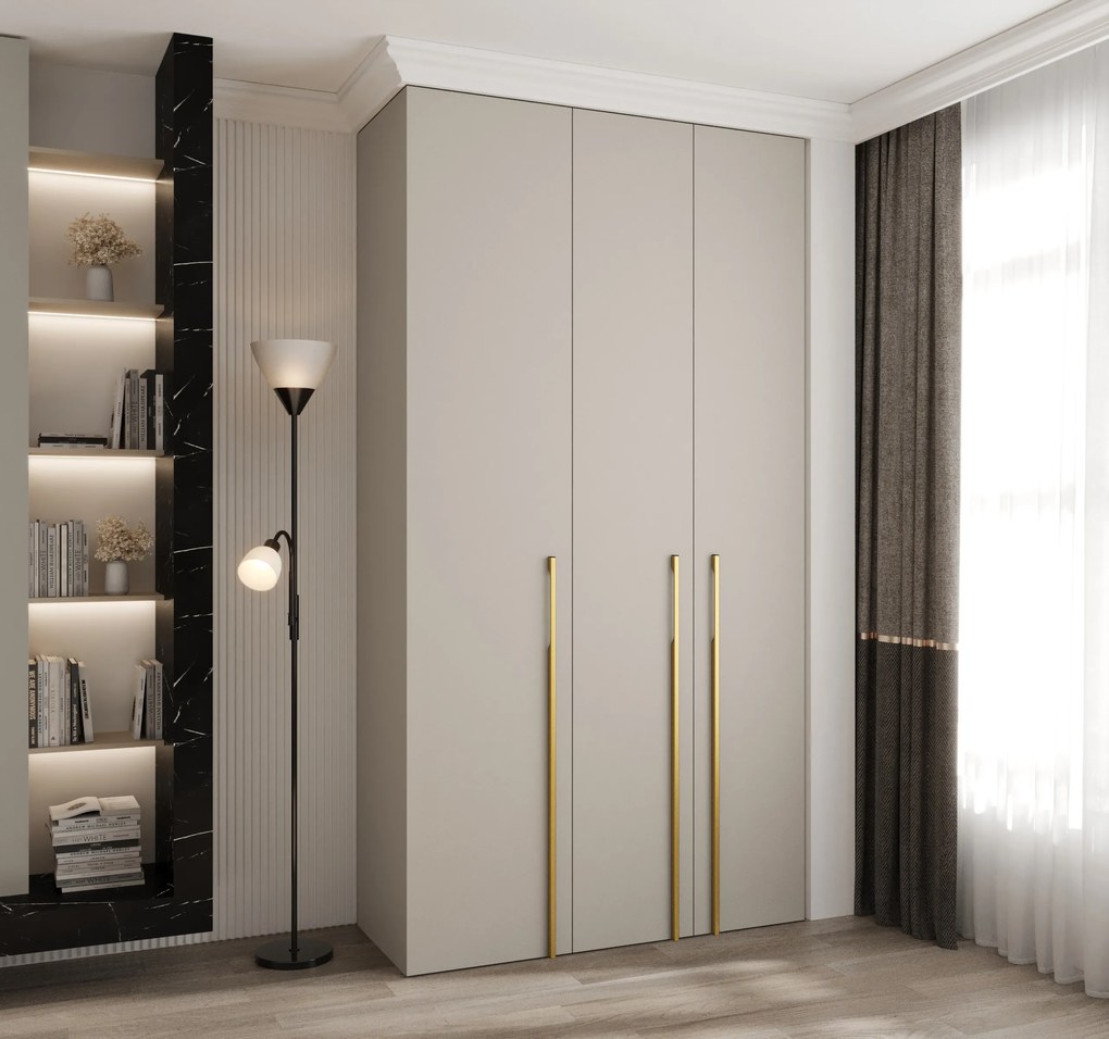 Šatníková skriňa 130 cm Carmela 40-3 (kašmír + zlatá). Akcia -20%. Vlastná spoľahlivá doprava až k Vám domov. 1126604