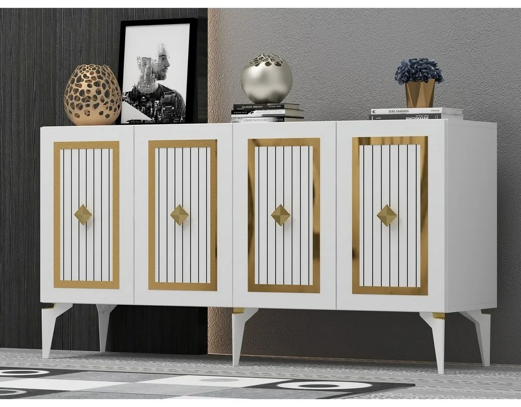 Skříňka Nora White and Gold