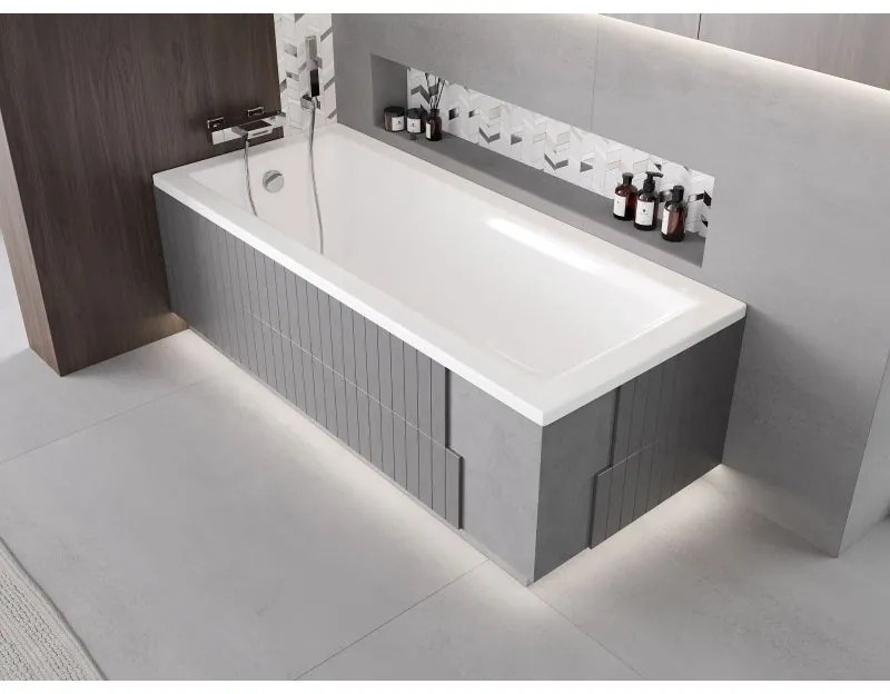 Mexen X-ST, polystyrénový plášť na obdĺžnikovú vaňu 120-150 x 70-90 cm, LED drážka, biela, 55020-01