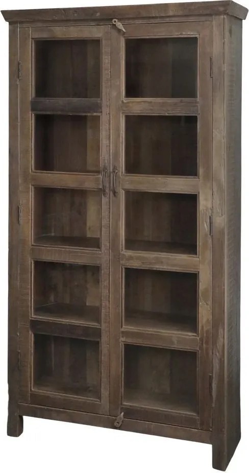 Hnedá antik drevená vitrína z recyklovaného dreva Grimaud - 100*40*185 cm