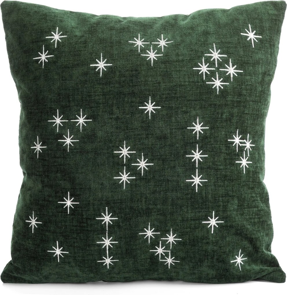VIANOČNÁ DEKORAČNÁ OBLIEČKA NA VANKÚŠ SHINE 45X45 CM TMAVOZELENÁ