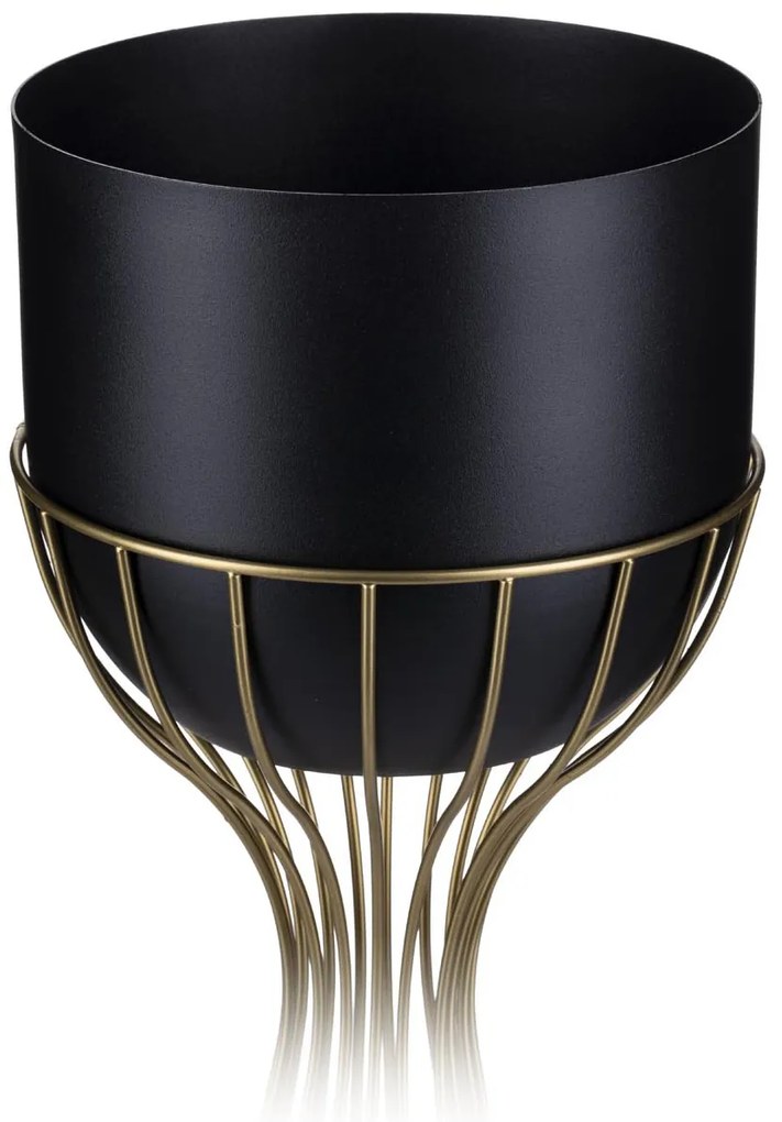 KOVOVÝ KVETINÁČ SO STOJANOM GLAM 46X20 CM ČIERNA/ZLATÁ