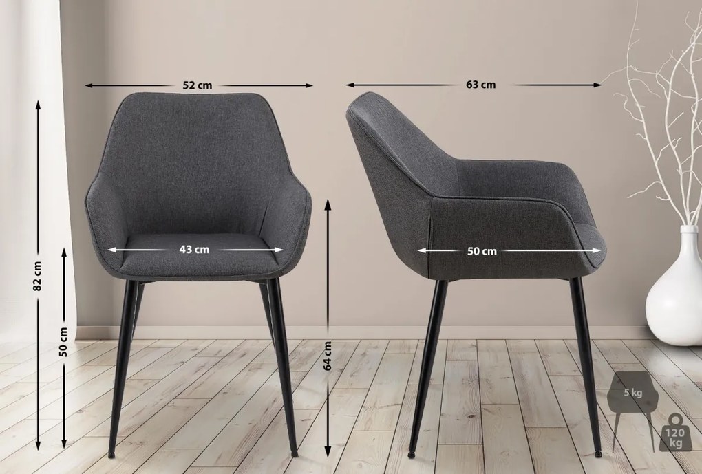 Jedálenská stolička látka Vessa - tmavošedá