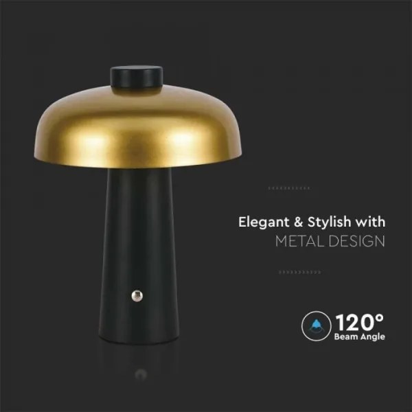 LED Stmievateľná dobíjacia stolná lampa LED/3W/5V 3000-6000K 1800 mAh čierna/zlatá