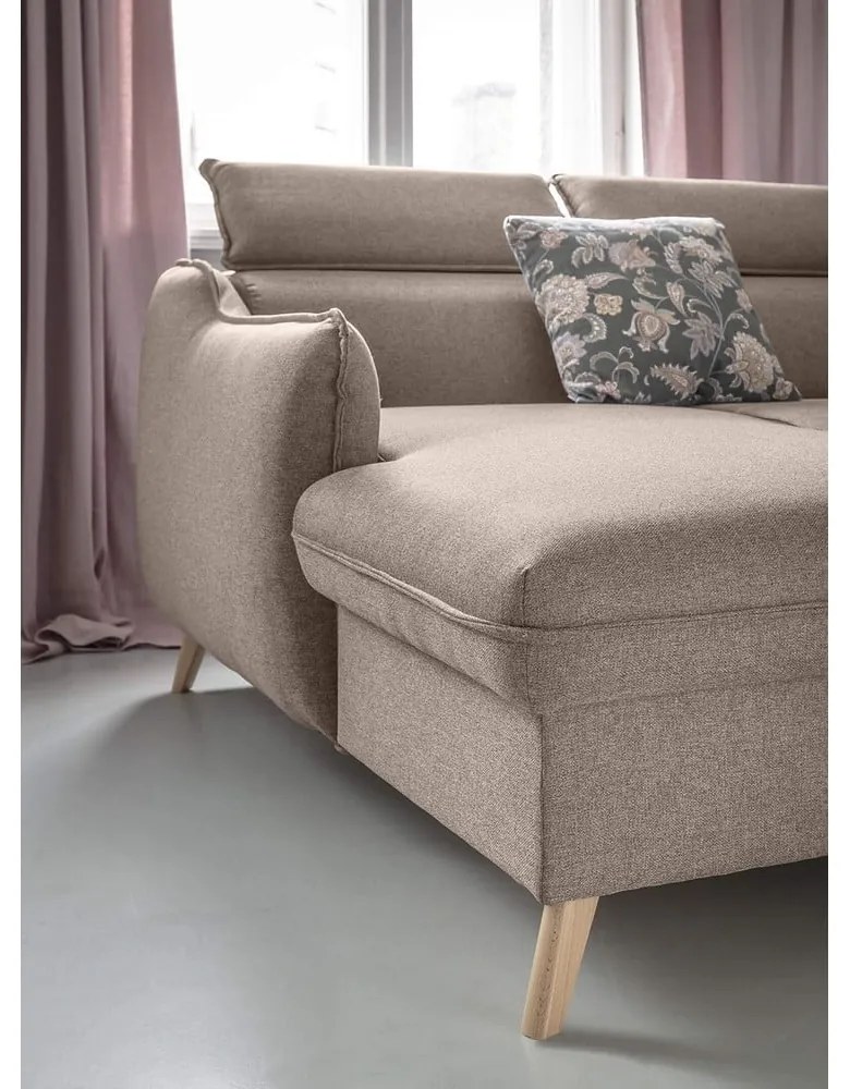 Béžová rozkladacia rohová pohovka (ľavý roh) Sweet Harmony – Miuform