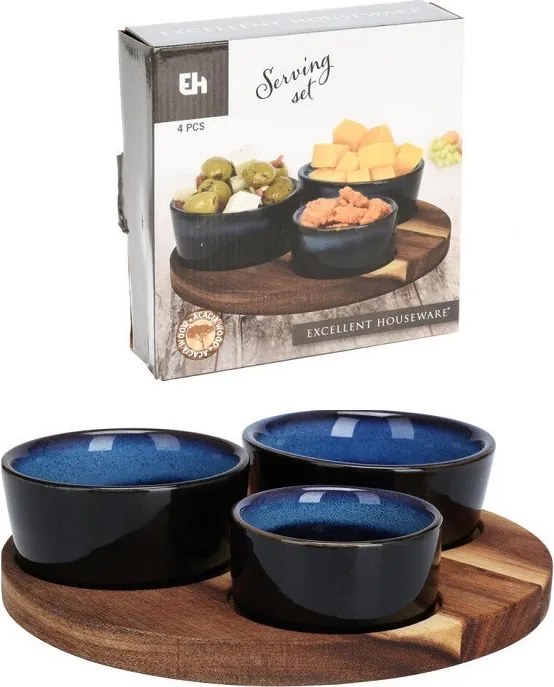 Servírovací set 3+1 v modrom prvedení 20 × 20 cm