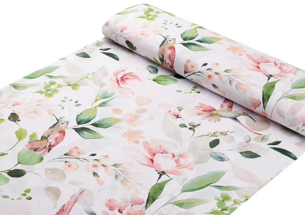 Biante Detské bavlnené posteľné obliečky do postieľky Sandra SA-432 Vtáci medzi kvetmi Do postieľky 100x135 a 40x60 cm