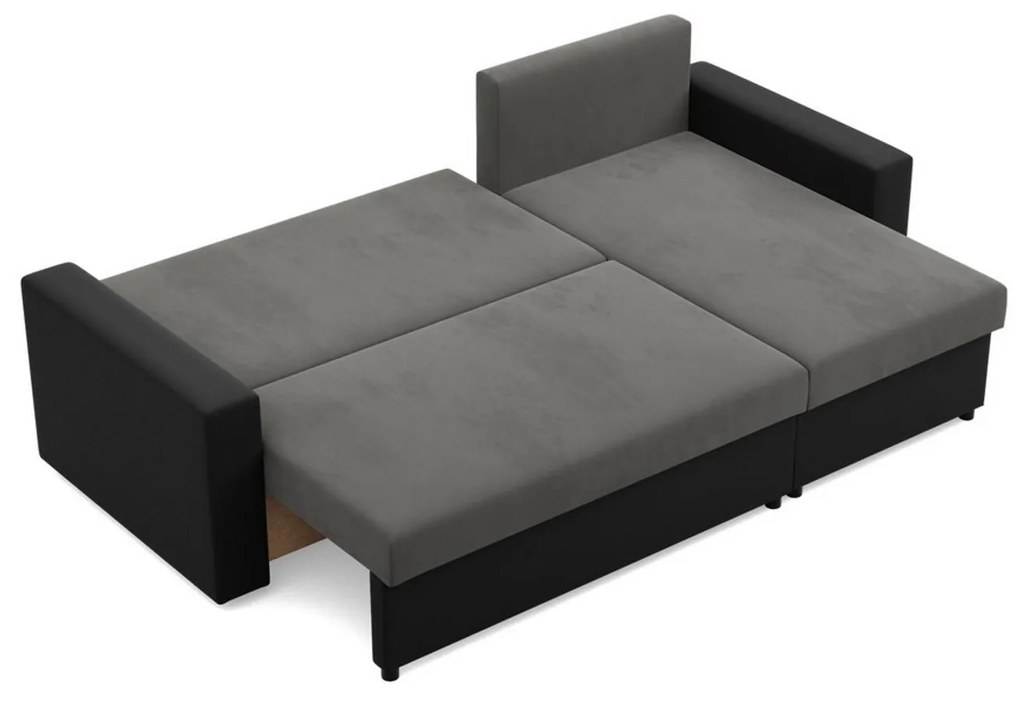 Rohová rozkladacia sedacia súprava LUNA Sivá/čierna II