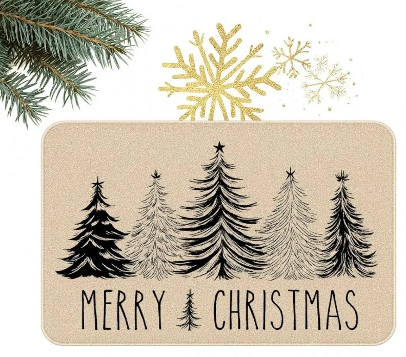 Vianočná rohožka BLACK FOREST 60x90 cm, béžová