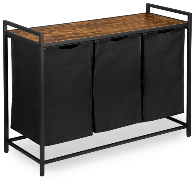 Kôš na bielizeň ARTUS 3-priehradkový čierny