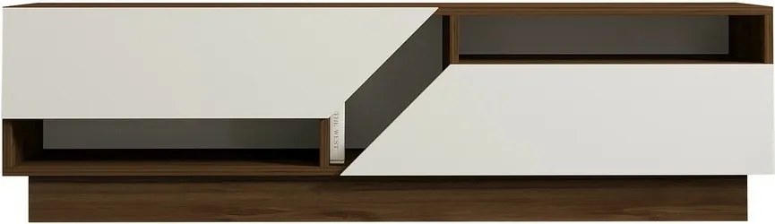 Koza TV stolík z orechového dreva a bielej farby