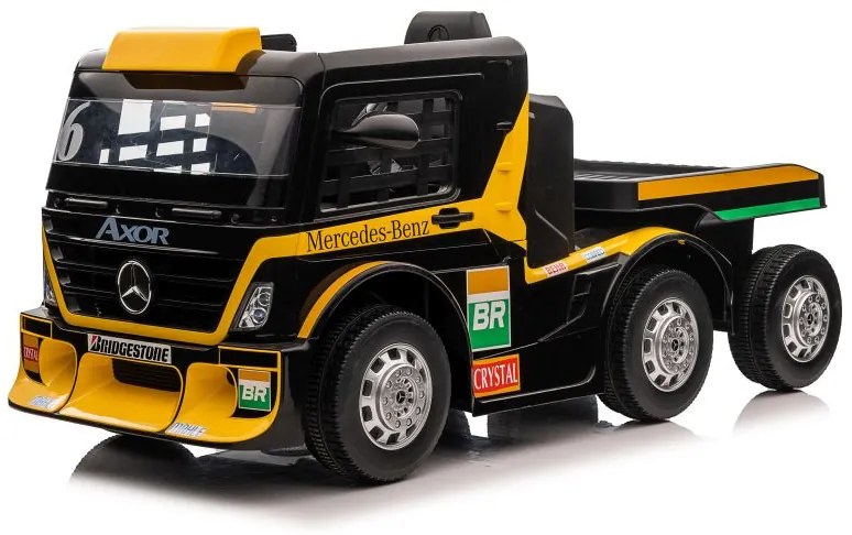 LEAN CARS Elektrický Kamión s prívesom Mercedes XMX622B LCD námornícka žltá - 2X45W - 2x12V7Ah - 2023