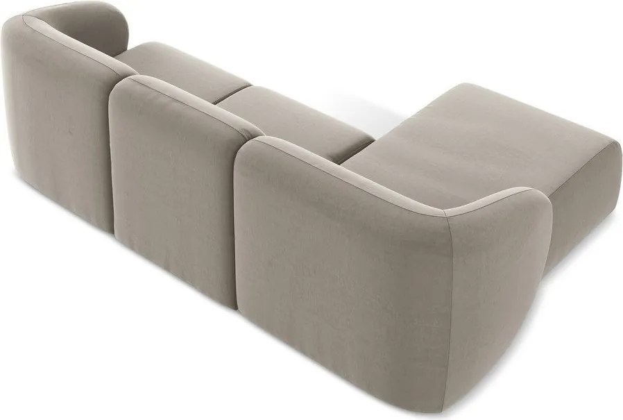 Svetlohnedá zamatová rohová pohovka (ľavý roh/s leňoškou) Lani – Makamii