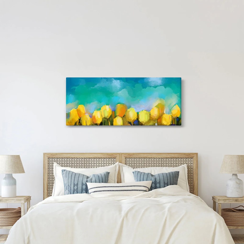 Obraz žltých tulipánov (120x50 cm)