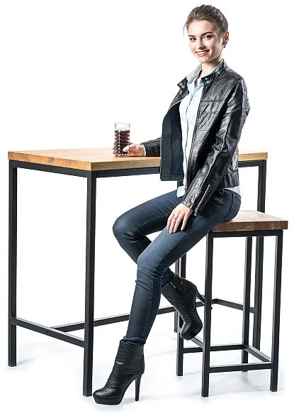 Barový stolík s dubovou doskou METRO 110x60x100
