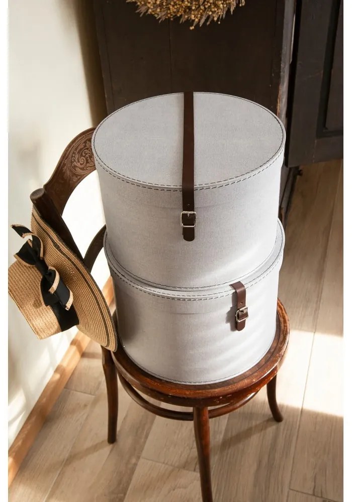 Svetlosivé kartónové úložné boxy v súprave 2 ks s vekom ø 37,5x25,5 cm Rut Canvas Paper Laminate – Bigso