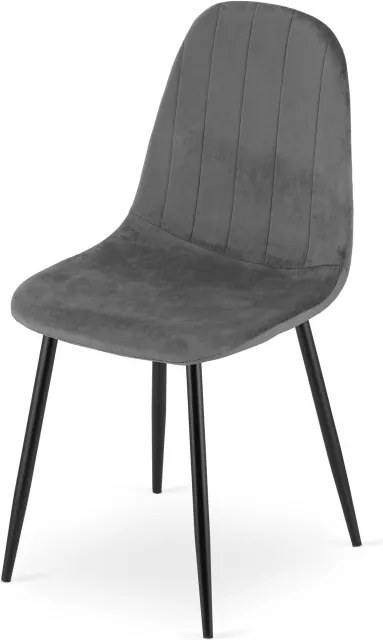 Set štyroch jedálenských stoličiek PADVA zamatové tmavosivé / čierne nohy (4 ks)