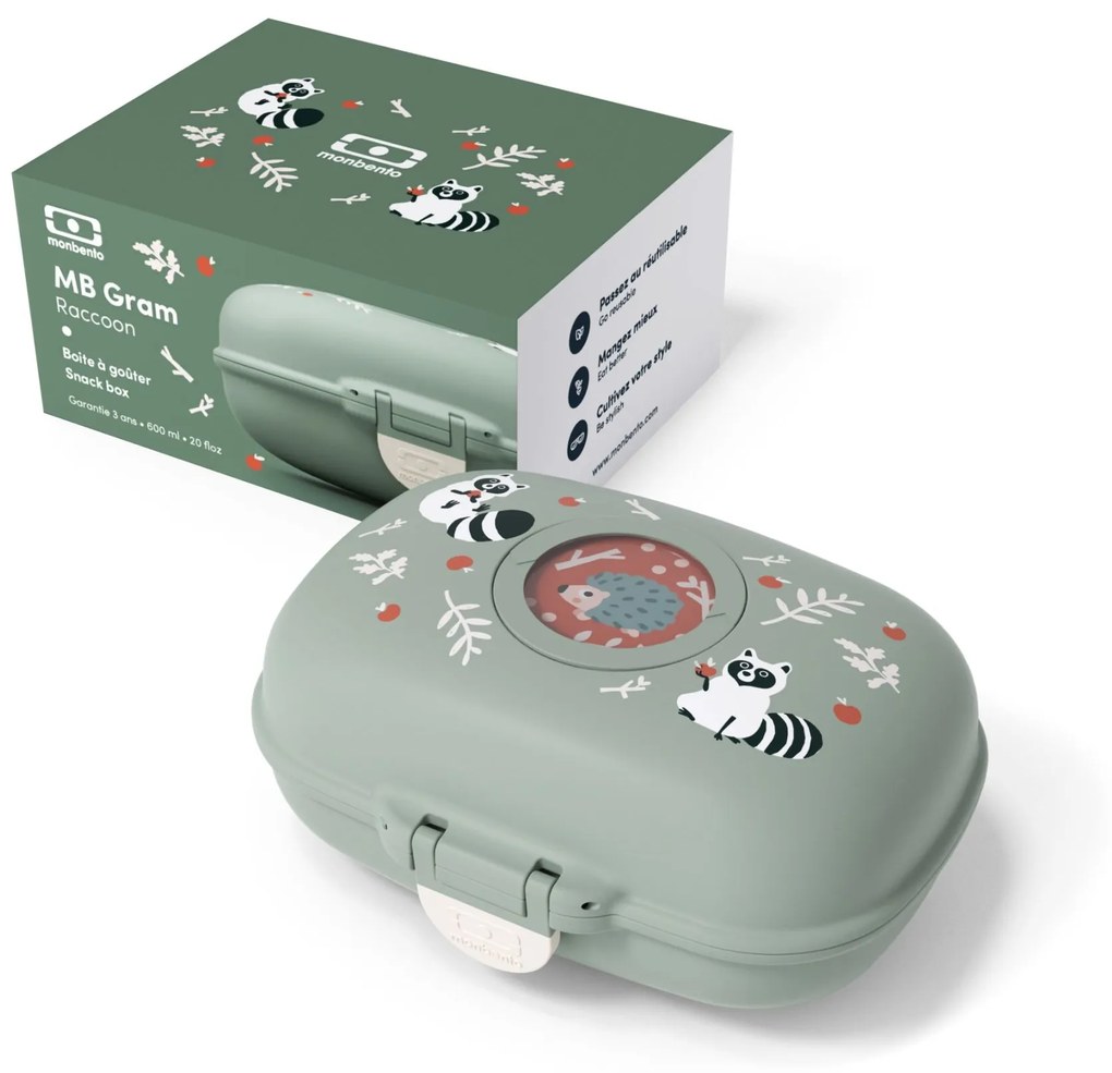 monbento Desiatový box Monbento Gram Green Raccoon 600 ml