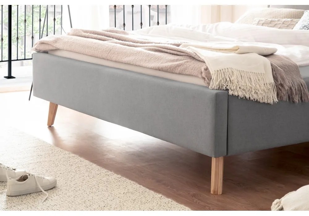 Svetlosivá čalúnená dvojlôžková posteľ bez roštu 160x200 cm Frieda – Meise Möbel