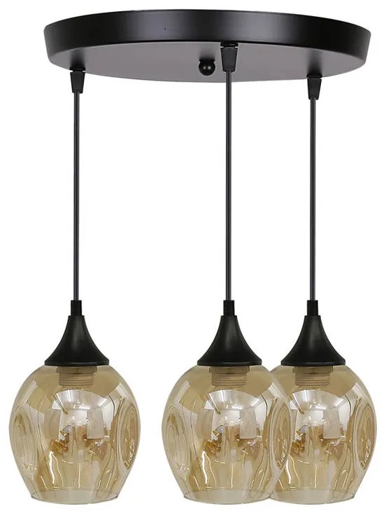 Candellux Čierno-hnedý závesný luster Aspa pre žiarovku 3x E27 s guľatou základňou 33-00613