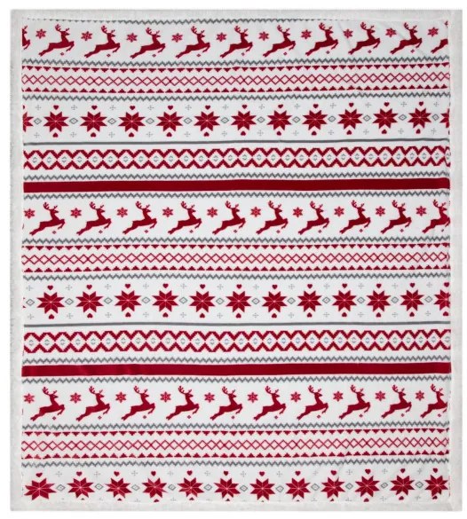 Deka vianočná 15 biela / červená