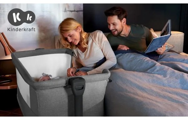 KINDERKRAFT - Detská postieľka NESTE GROW svetlošedá