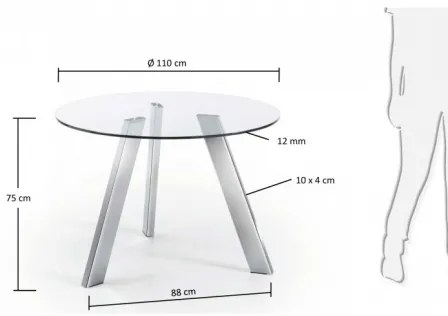 CARIB stôl chróm 110 cm