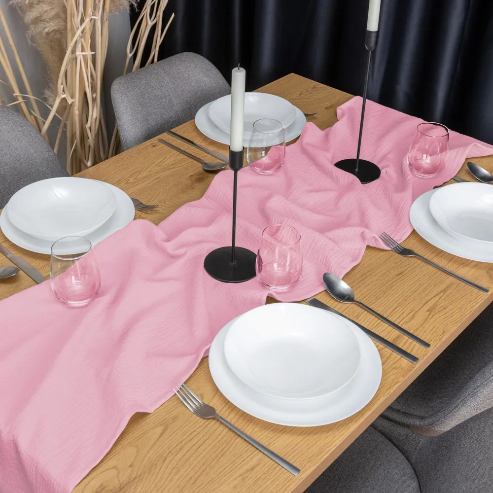 Biante Mušelínový behúň na stôl MSN-040 Ružový 35x180 cm