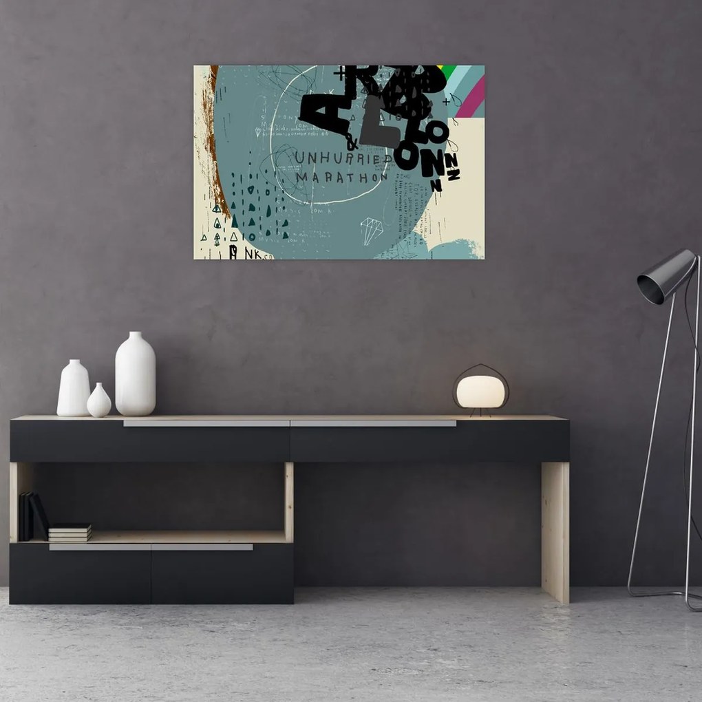 Obraz - Lietajúci balón s dúhou (90x60 cm)