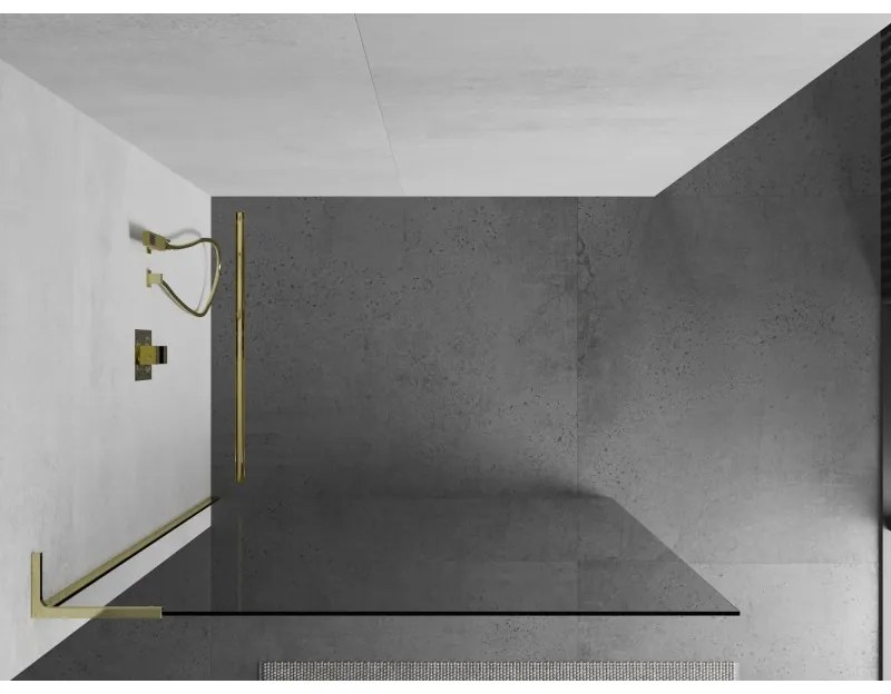 Mexen Kioto L, sprchová zástena Walk-In 65 x 200 cm, 8mm číre sklo, zlatý lesklý profil,800-065-103-50-00
