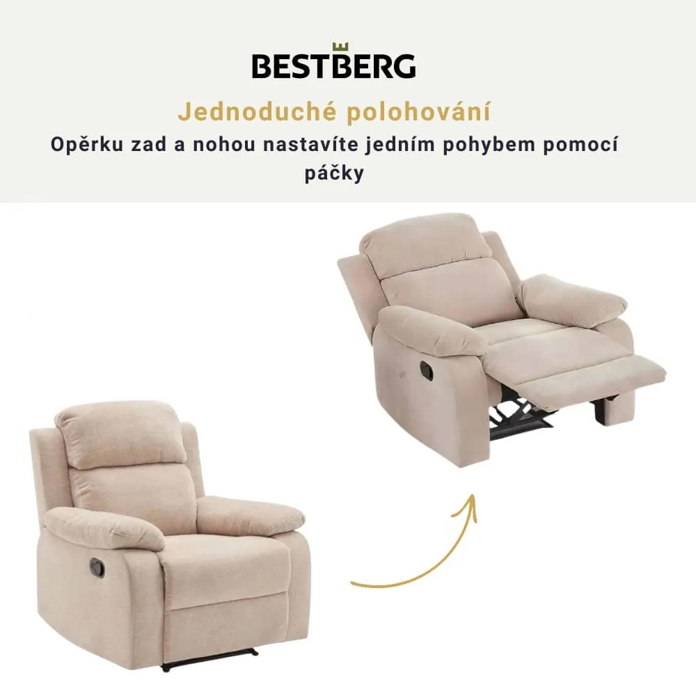 BestBerg BBMCH-1BG relaxačné lehátko / polyuretán/polyester / béžová
