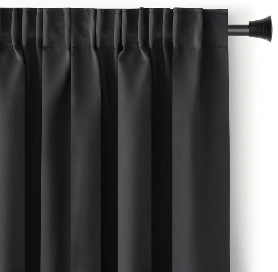 AmeliaHome Záves Blackout Oxford Pleat čierna, 140 x 245 cm