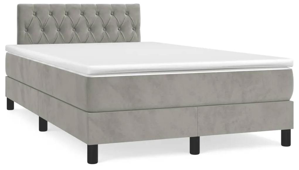 Boxspring posteľ s matracom a LED, svetlosivá 120x190 cm, látka 3270171
