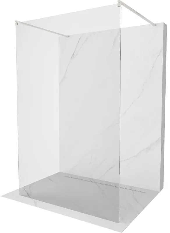 Mexen Kioto, sprchová zástena Walk-In 115 x 200 cm, 8mm číre sklo, brúsená oceľ profil, 800-115-002-97-00