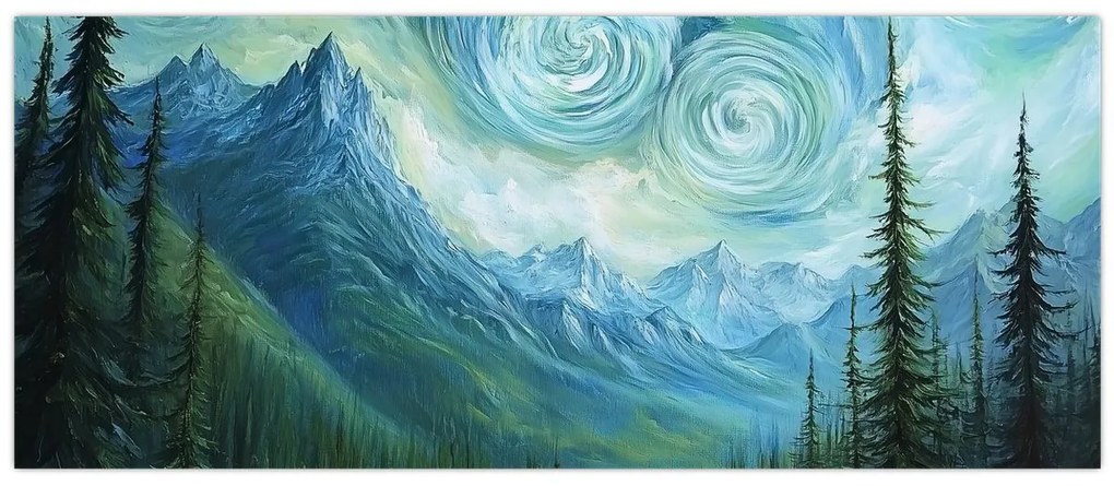 Obraz - Krajina s nádychom Van Gogha (120x50 cm)