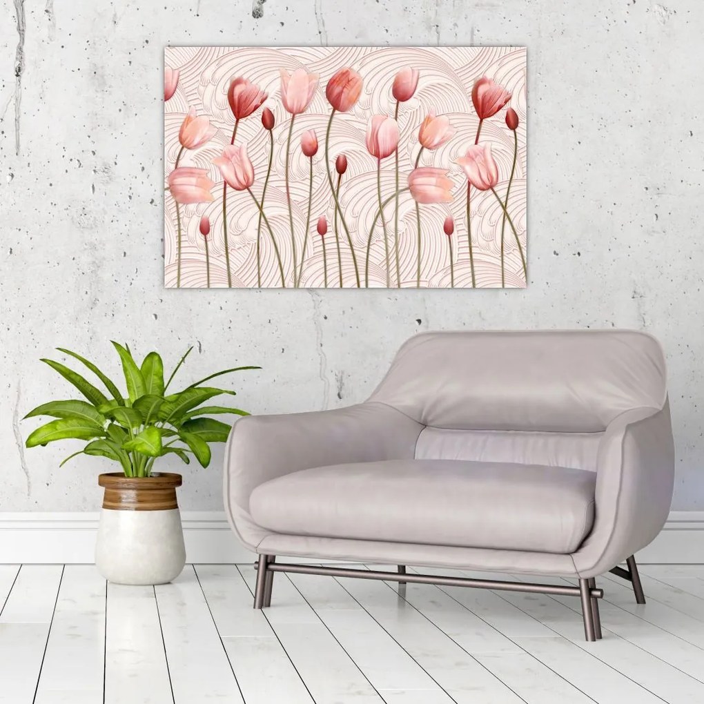 Obraz - Ružové tulipány (90x60 cm)