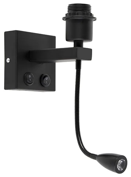 Moderná nástenná lampa čierna s flexibilným ramenom - Brescia Combi