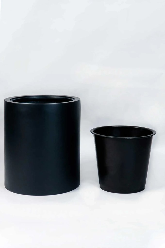 Okrúhly kvetináč ESTRA, výška 40 cm, čierny mat