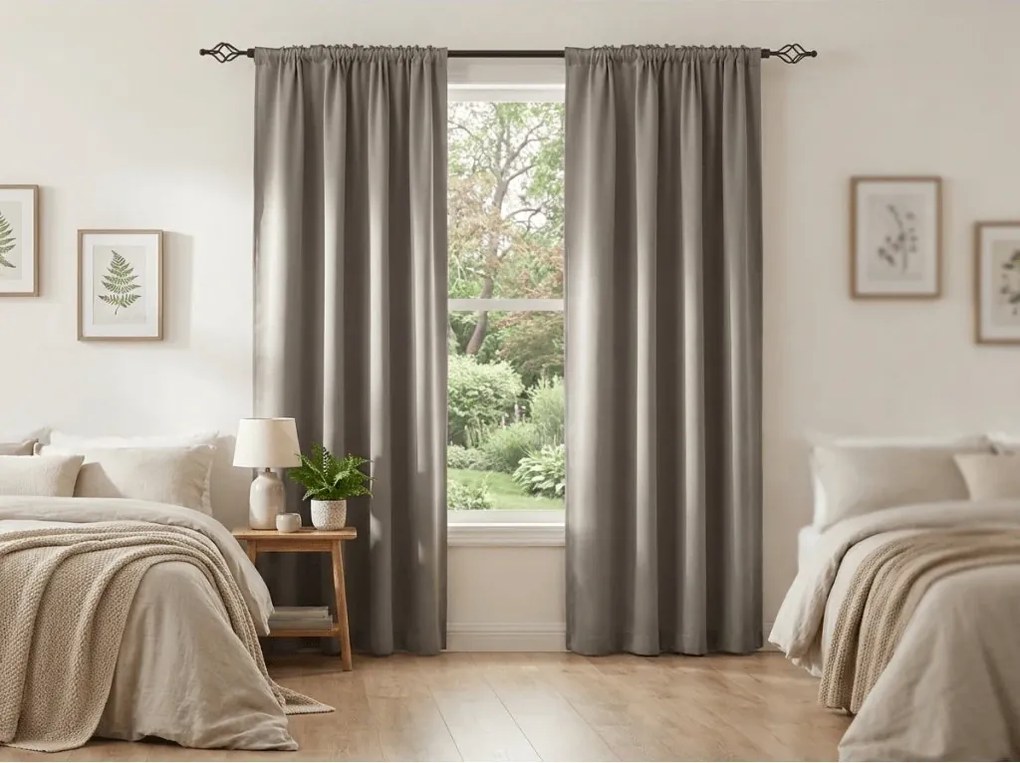 Záves OXFORD 140x270 cm, sivo-hnedý Zavesenie: Riasiaca páska