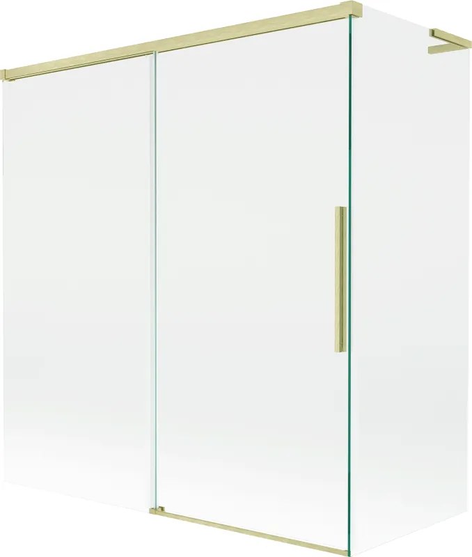 Mexen Rox, L posuvná 2-krídlová vaňová zástena 150 + 70 x 150 cm, 8mm číre sklo, zlatý matný profil, 8C9L-150-070-55-00