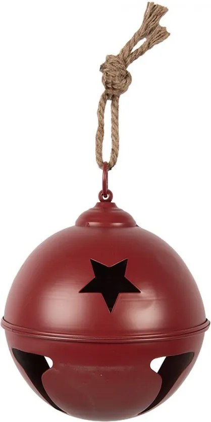 Červená kovová závesná rolnička - Ø 12*12 cm