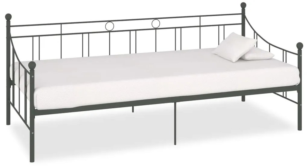 vidaXL Rám dennej postele sivý kovový 90x200 cm