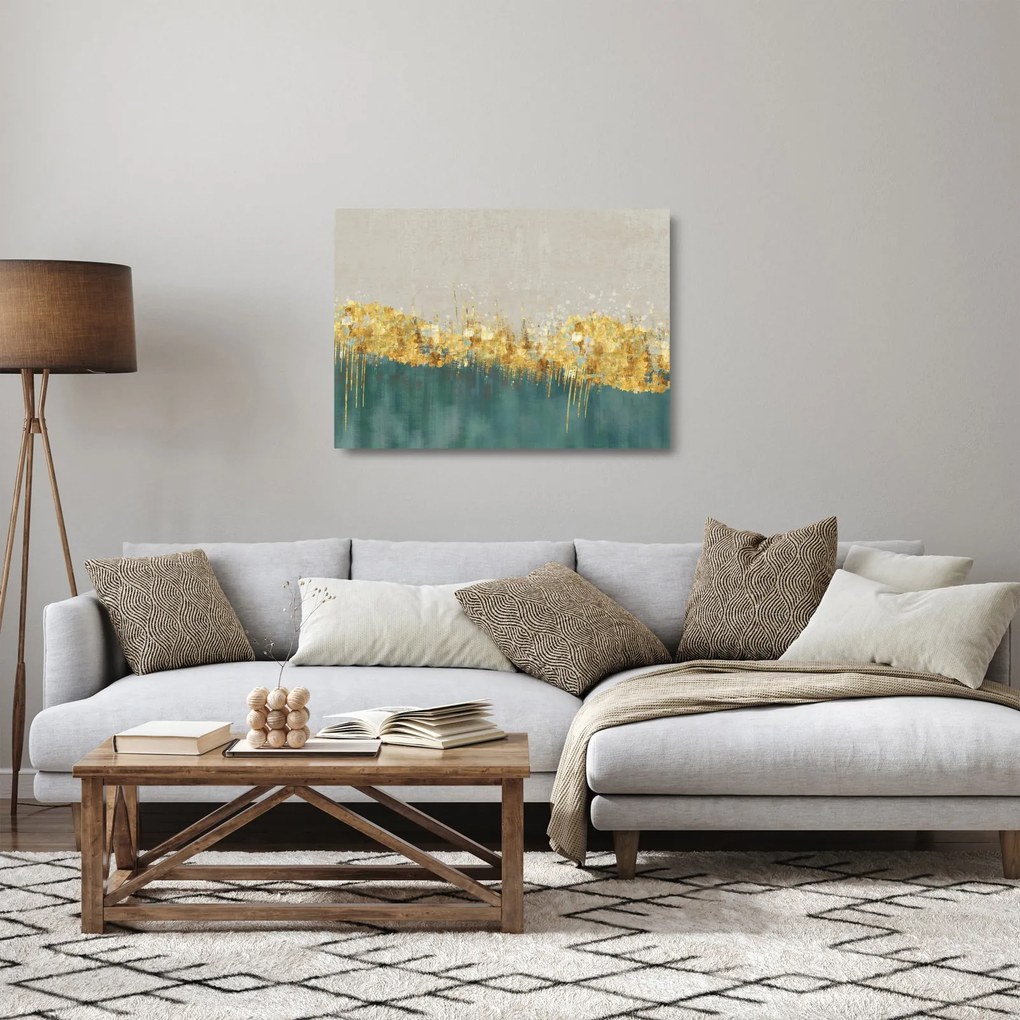 Sklenený obraz - Textúra so zlatým dekorom (70x50 cm)
