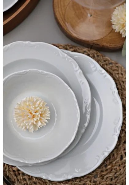 18-dielna jedálenská súprava, biela/porcelán