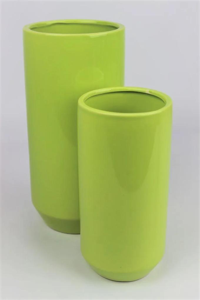 Zelená keramická okrúhla váza 25 cm