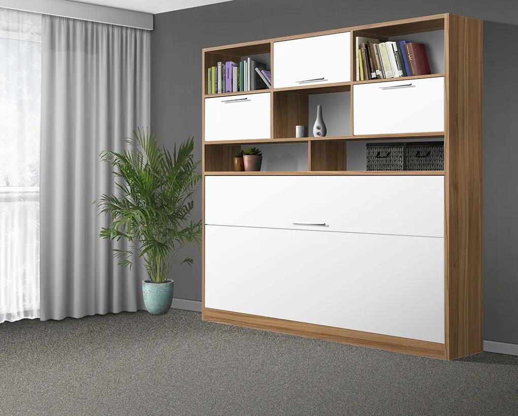 Nabytekmorava Sklápacia posteľ VS1056 MAX, 200x90cm farba lamina: dub sonoma svetlá/biele dvere, Varianta dverí: matné