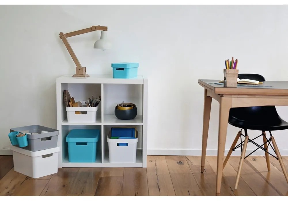 Biely úložný box s vekom Curver Infinity, 45 l