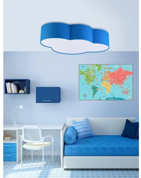 Detské stropné svietidlo CLOUD 4xE27/15W/230V modrá