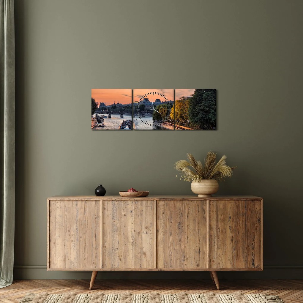 Obraz - loď na vyhliadkovej plavbe (s hodinami) (90x30 cm)